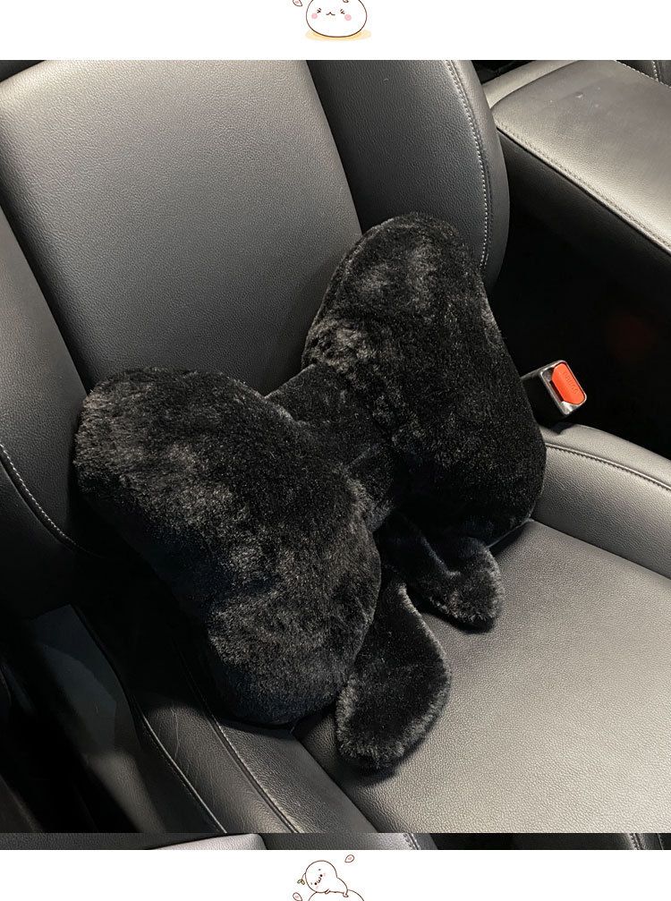 Car Winter Headrest Plush Neck Pillow Internet Popular Cute Bow Car Seat Winter Car Lumbar Headrest_autovado.com