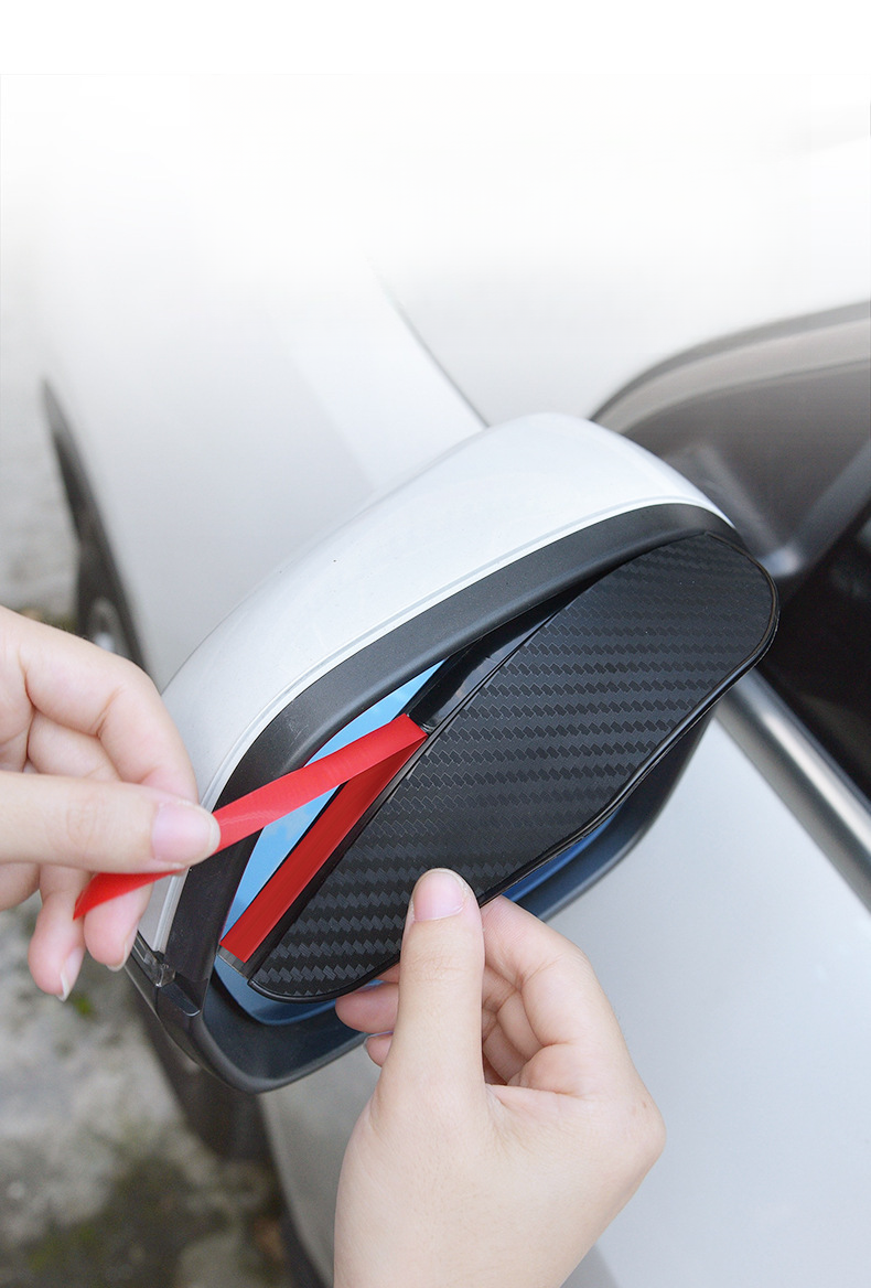 Car With Thickened Carbon Fiber Texture Eyebrows, Rearview Mirror Rain Shield_autovado.com