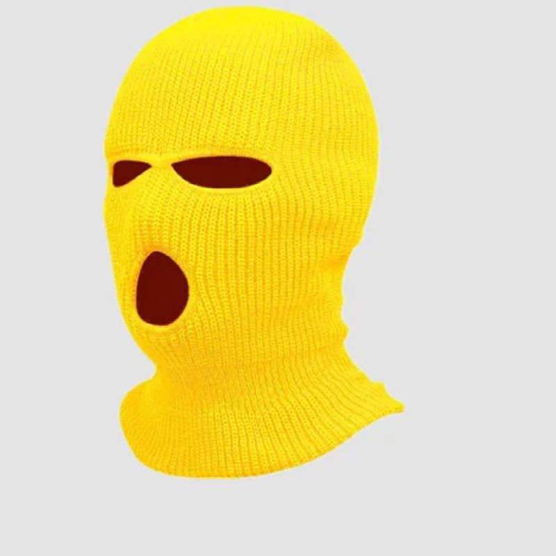 Autumn Winter Yuanbao Needle Three-Hole Knitted Candy Color Wool Hat Head Wrap Neck Warmer Outdoor Cycling Windproof_autovado.com