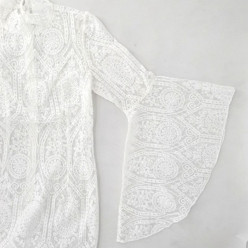 Women's Clothing women's lace embroidery trumpet sleeve dress hot selling slim banquet evening dress _autovado.com