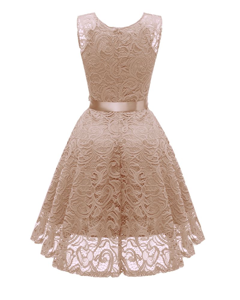 Women's Nordic small fresh V-neck mature women's big swing lace women's dress_autovado.com