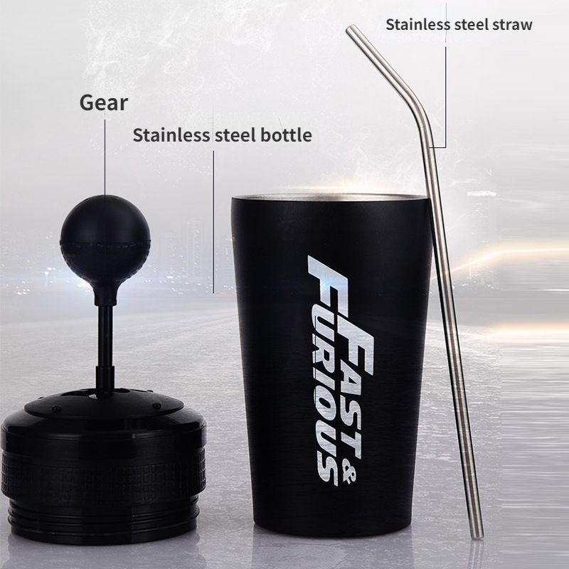 Car Cup Holder Bottle - 500ml With Straw_autovado.com