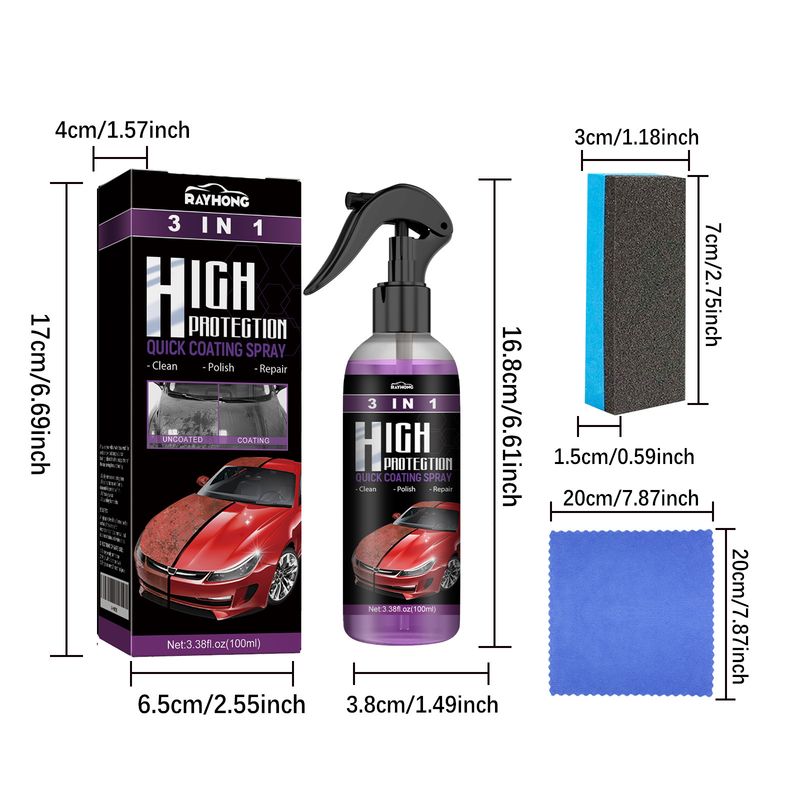 Rayhong 3pcs/set Coating Agent 3-In-1 Oil Removal Polishing Protection Repair Scratches Car Paint Cleaning And Maintenance Coating_autovado.com