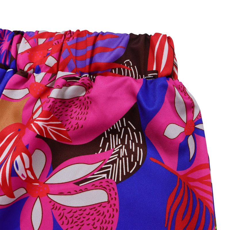 Women's Fashion Print Two-piece Suit Lapel Tie Shirt Wide Leg Pants Suit_autovado.com