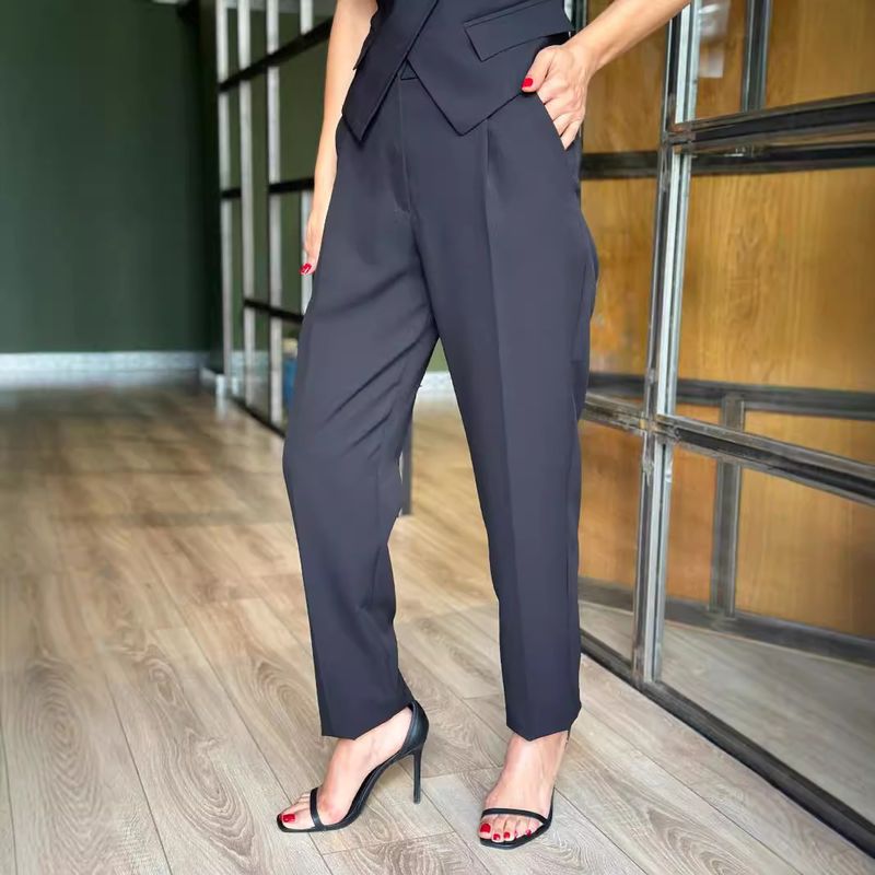 Women's Clothing spring and summer new fashion sleeveless trousers suit INS casual pocket vest two piece suit for women_autovado.com