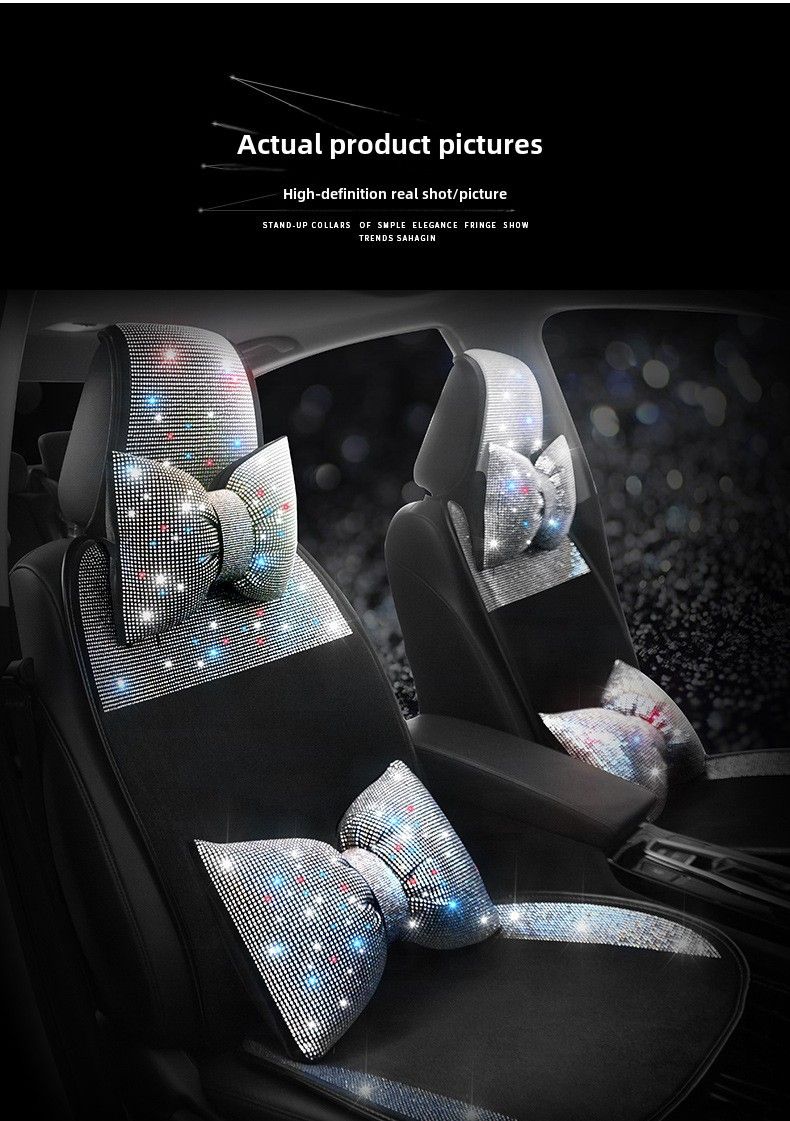 Car supplies wholesale car neck pillow pillow pillow female multicolor full diamond car headrest waist_autovado.com