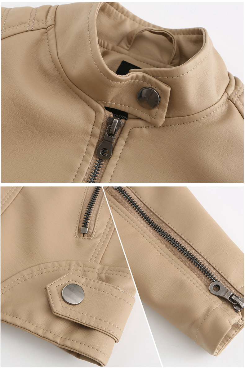 Women's slim jacket Jacket Women's biker jacket large size standing collar leather jacket_autovado.com