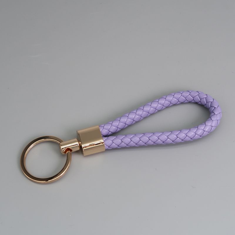 Braided Leather Cord Key Chain Zinc Alloy Button-end Key Ring Ring Car Key Hanging Accessory_autovado.com