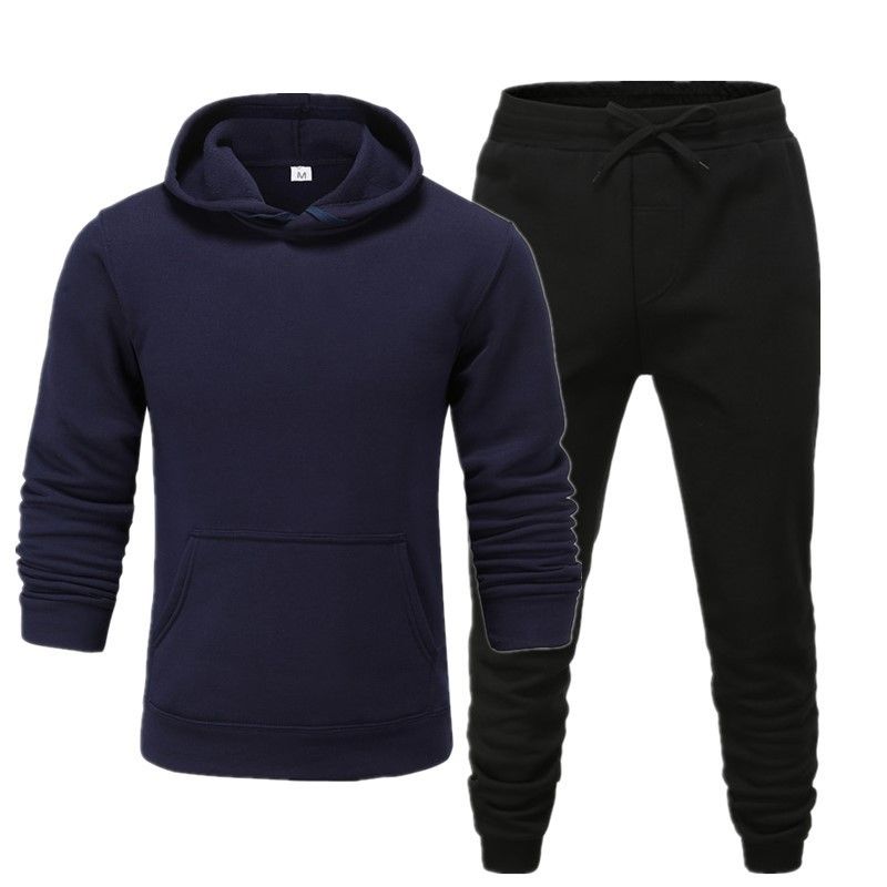 Men's Clothing men's casual sports fitness solid color sweatshirt suit hooded sweatshirt_autovado.com