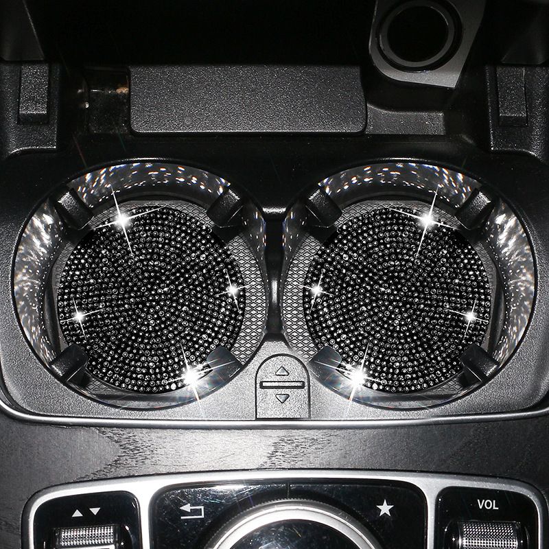 Car Mounted Diamond, Water Mat With Diamond Inlay, Soft Rubber Car Cup Mat, Universal For Vehicle Models_autovado.com
