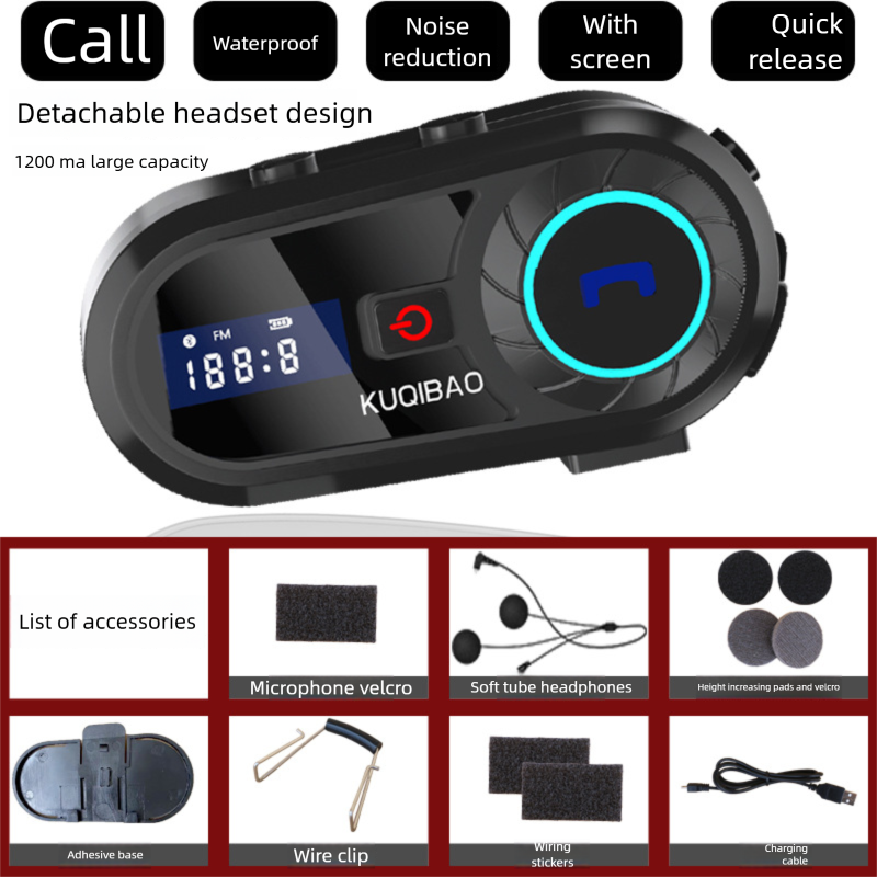 Cool Riding Treasure Bluetooth Headset Motorcycle With Screen Full And Half Helmet Long Battery Life Rider Waterproof_autovado.com