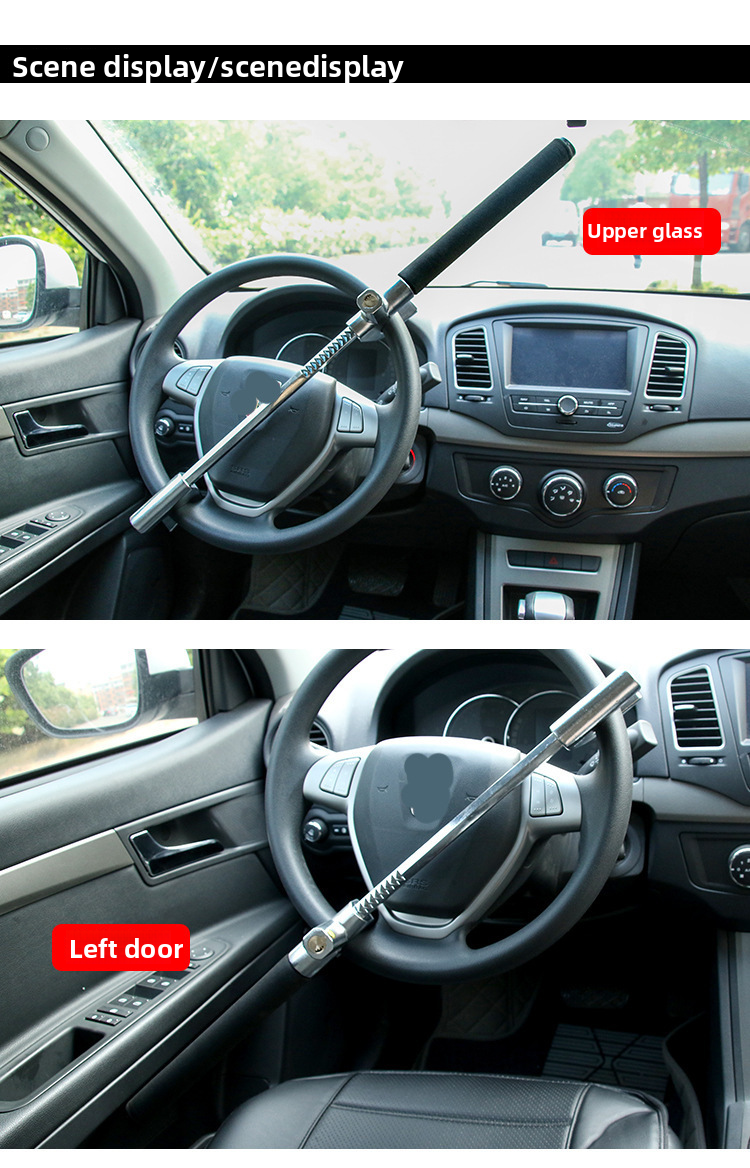 New Car Steering Wheel Multifunctional Adjustable Telescopic Security Anti-theft Thickened Window-breaking Metal_autovado.com