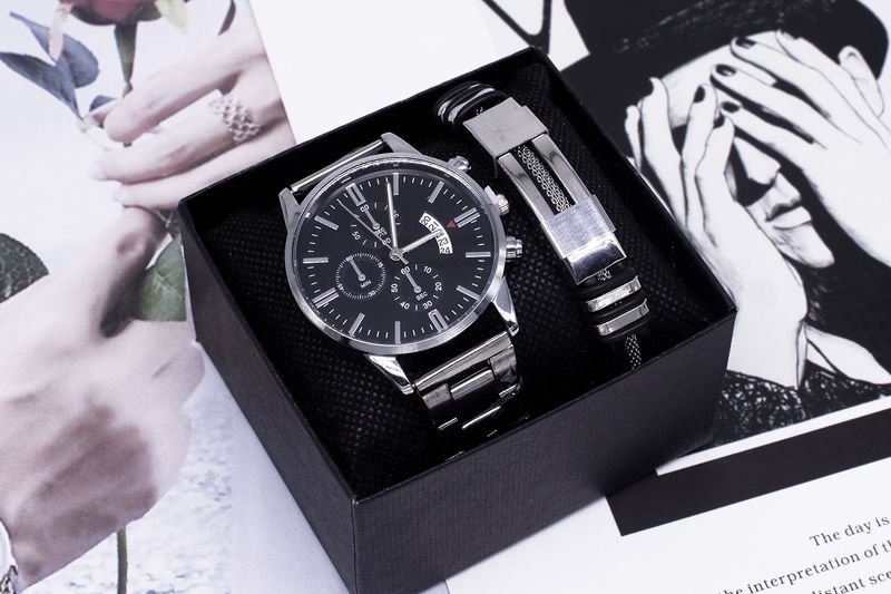 Men's Watch Two-Piece Bracelet Gift Box Business Calendar Non-Mechanical Quartz Watch men's watch_autovado.com