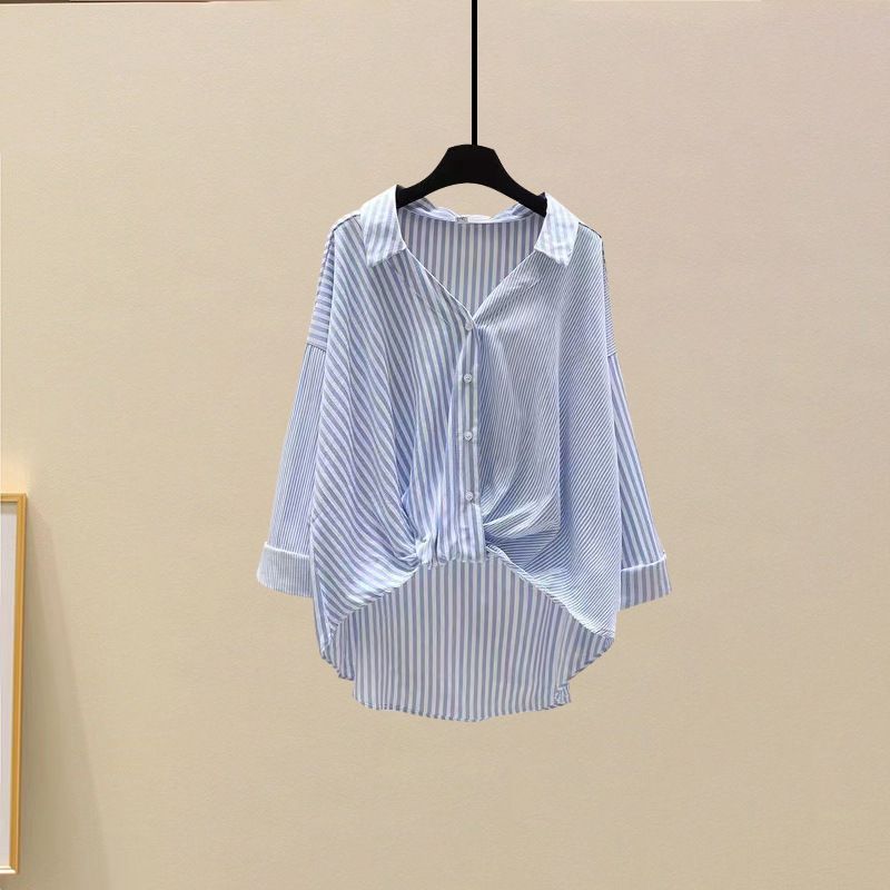 Women's Clothing Summer suit new striped shirt with high waist denim skirt two piece suit_autovado.com