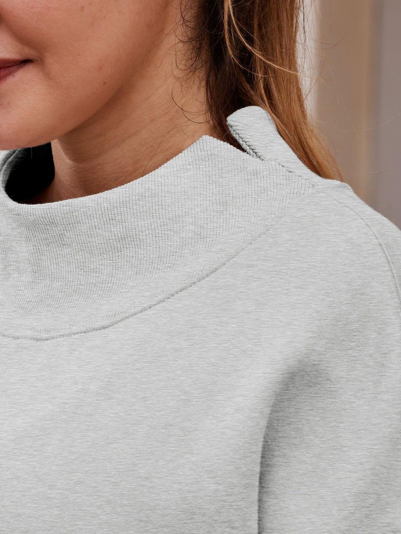 Women's sweatshirt long sleeve turtleneck pullover sweatshirt casual sweatshirt fleece top_autovado.com
