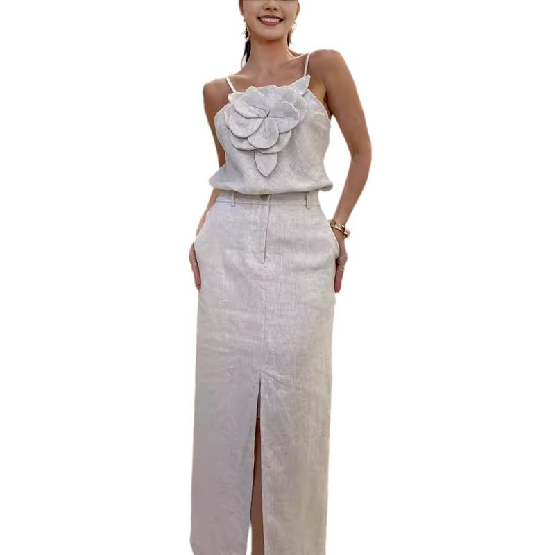 Holiday Daily Women's Streetwear Solid Color Linen Cotton Skirt Sets Skirt Sets_autovado.com