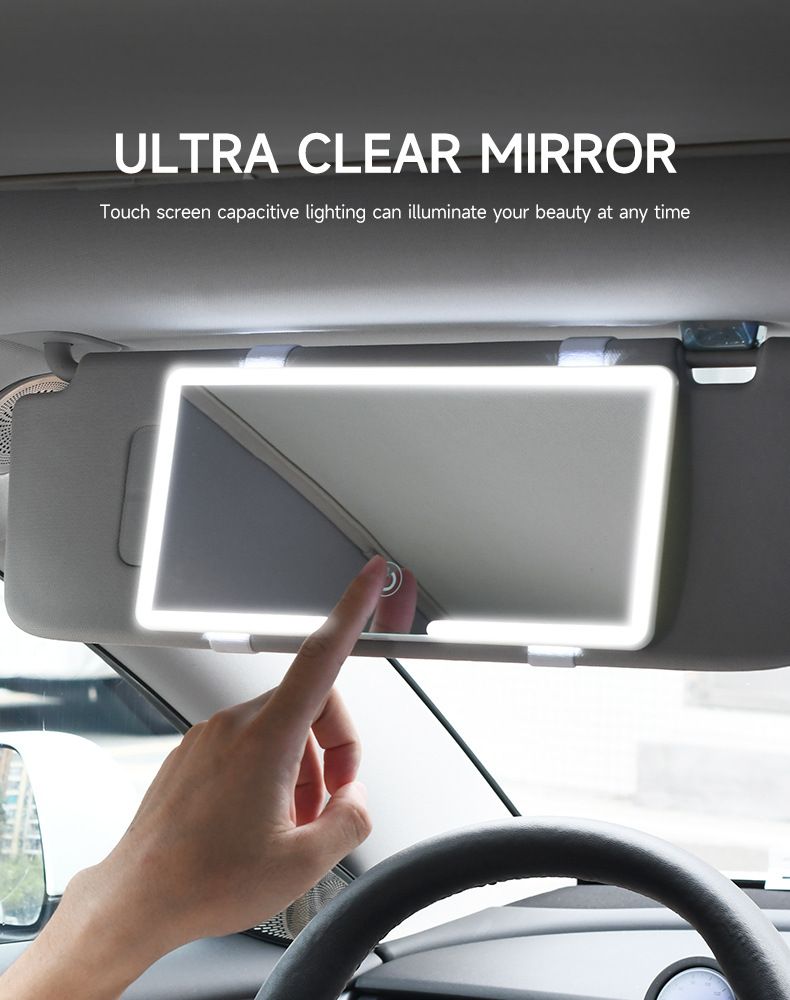 Direct Car LED Makeup Sun Visor Touchscreen Double Button Light-Up Mirror_autovado.com