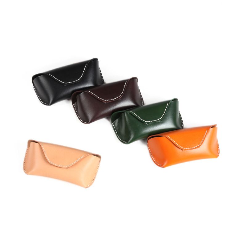 Unisex Leather glasses case cowhide sunglasses case high-grade vintage handmade glasses bag_autovado.com