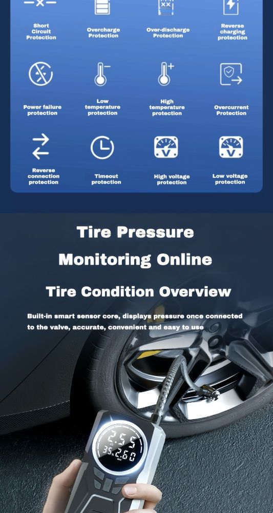 128800mAh 12V Jump Starter Portable Car Air Pump Battery Jumper Power Bank_autovado.com