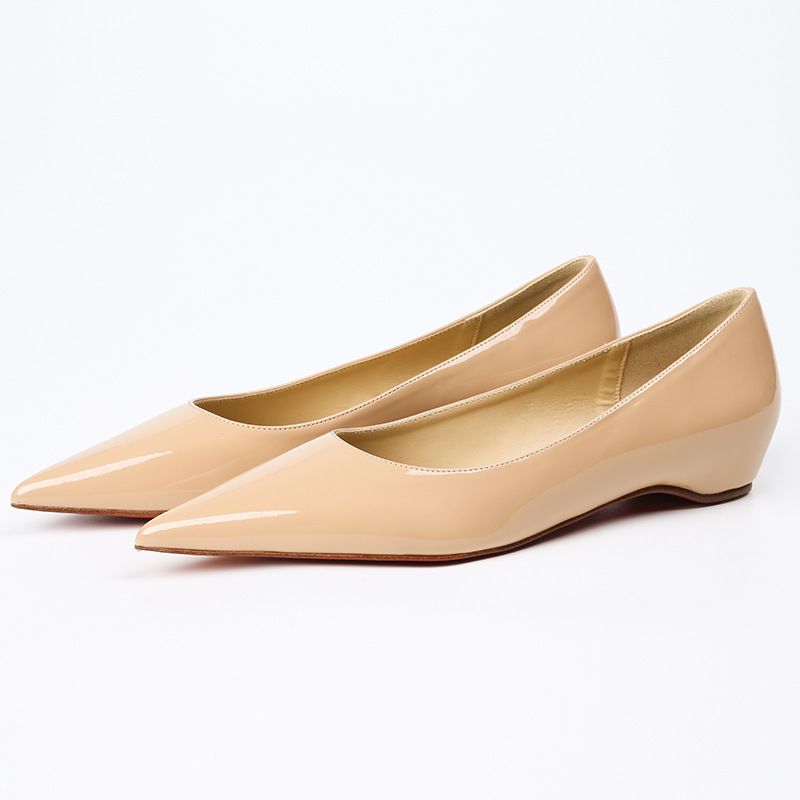 Women's shinguchi party commuter big size premium red bottom nude pointed flats_autovado.com