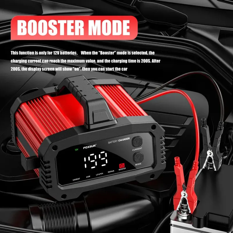 Portable 25A/15A Smart Car Battery Charger For 12V-24V Motorcycle Lead Acid AGM GEL LiFePo4 Batteries Auto Booster Pulse_autovado.com
