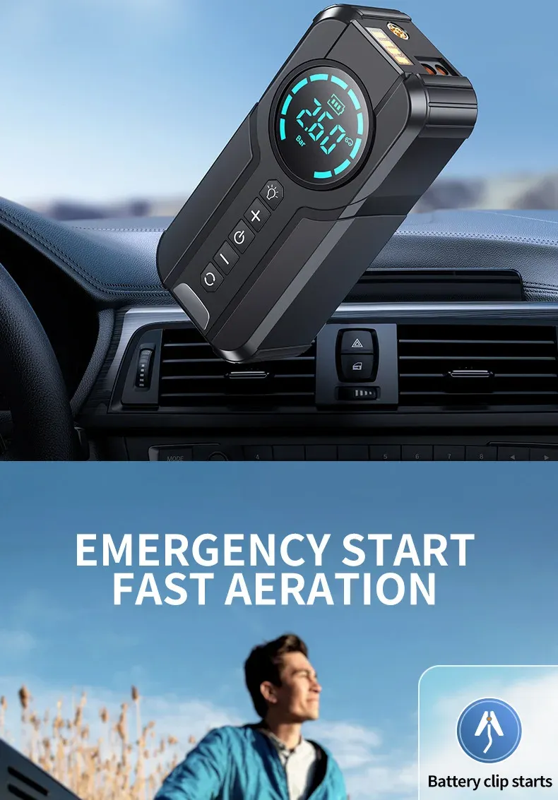 4-in-1 Jump Pump, Power Bank, Lighting, Portable Air Compressor, Cars, Battery, Starter, Start, Car Tire Inflator_autovado.com