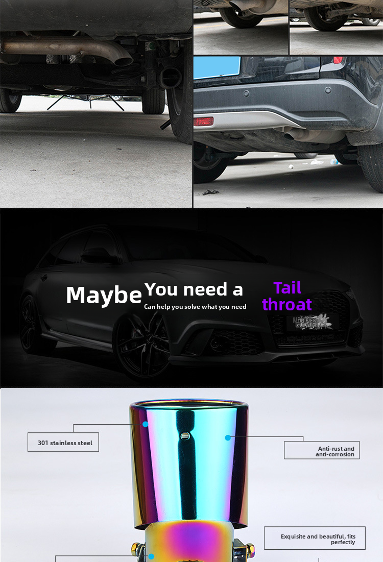 Stainless Steel Muffler Gas Cover Decoration Single Car Exhaust Pipe Universal Tail Throat_autovado.com