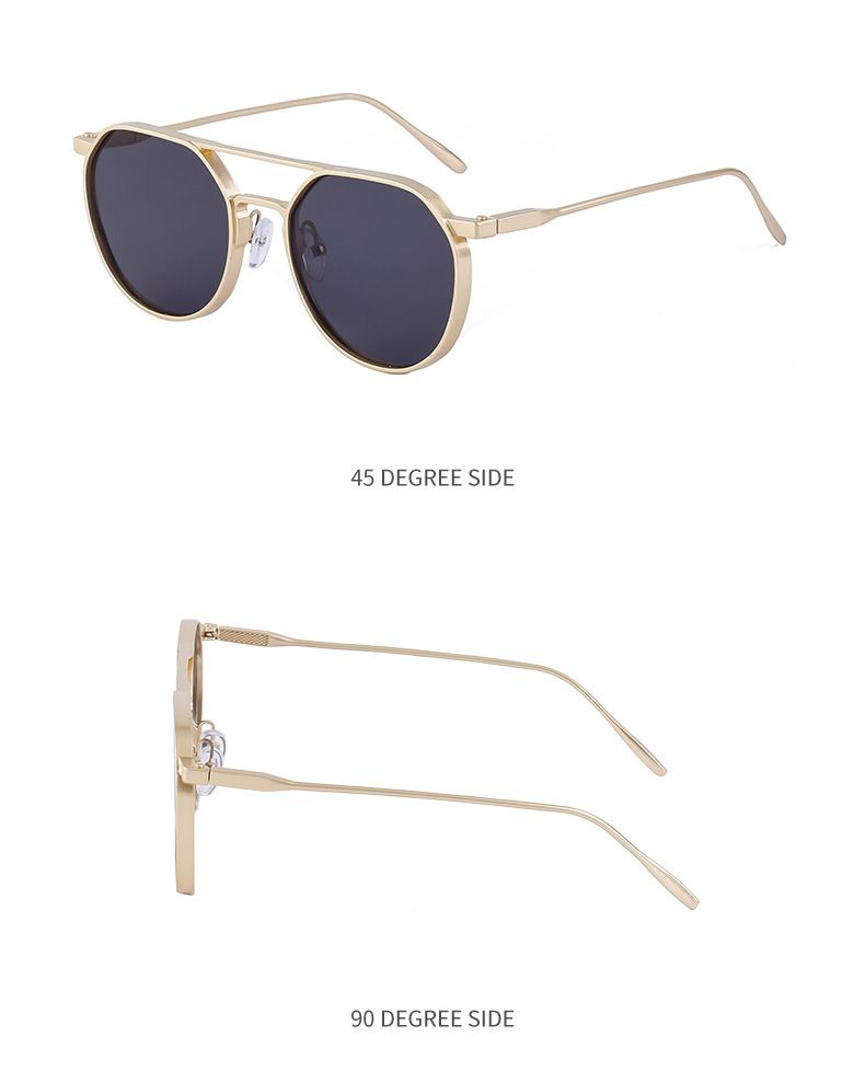 Unisex Vintage round frame sunglasses for men metal double beam driving sunglasses for men_autovado.com