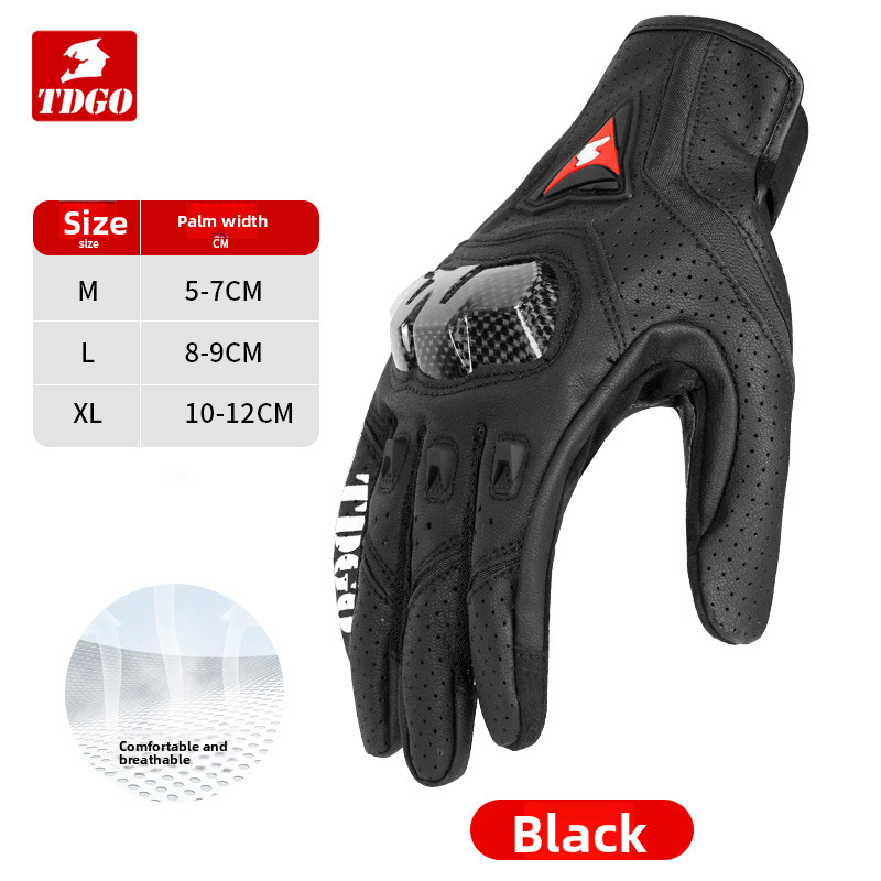 Accessories Riding Genuine Leather Gloves For Men Carbon Fiber Electric Bike Motorcycle Protective Gear Summer Anti-drop_autovado.com