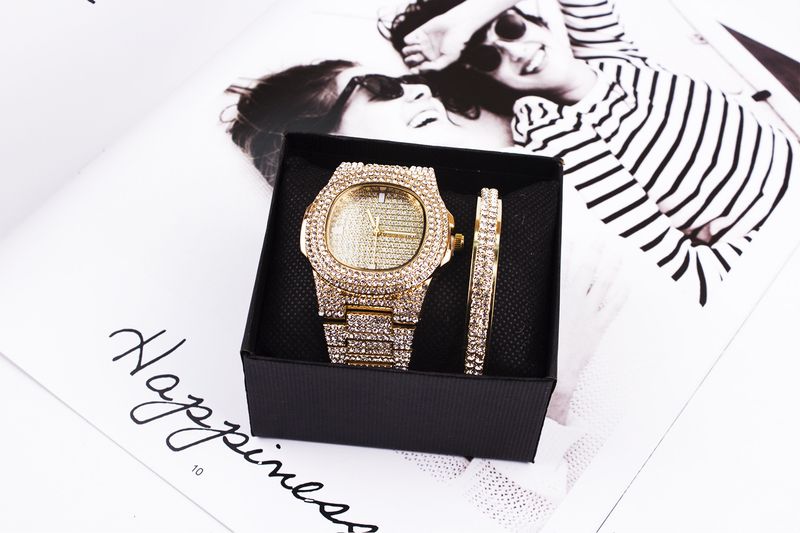 Diamond fashion watch set bracelet ladies wristwatch men_autovado.com