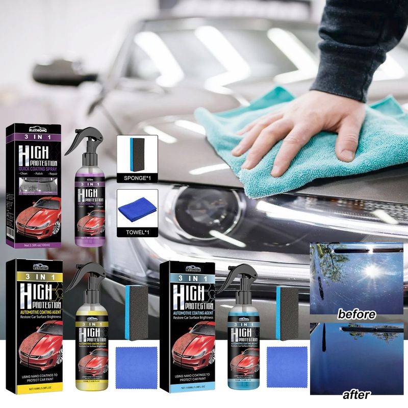 Rayhong 3pcs/set Coating Agent 3-In-1 Oil Removal Polishing Protection Repair Scratches Car Paint Cleaning And Maintenance Coating_autovado.com