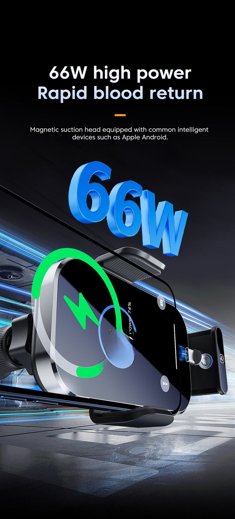 X10s NeW 66W Wireless Super Fast Charging Car Charger Smart Sensor Multi-function Smart Mobile Phone Holder_autovado.com