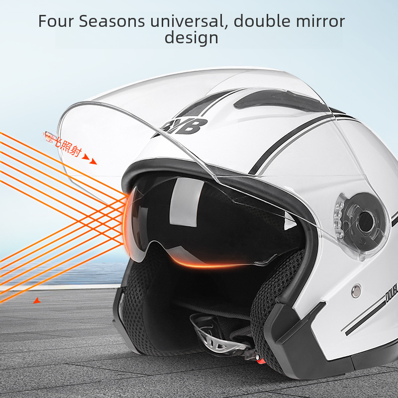 Scooter helmet Motorcycle helmet Men's and women's ventilated double mirror half helmet Motorcycle helmet Cycling helmet_autovado.com