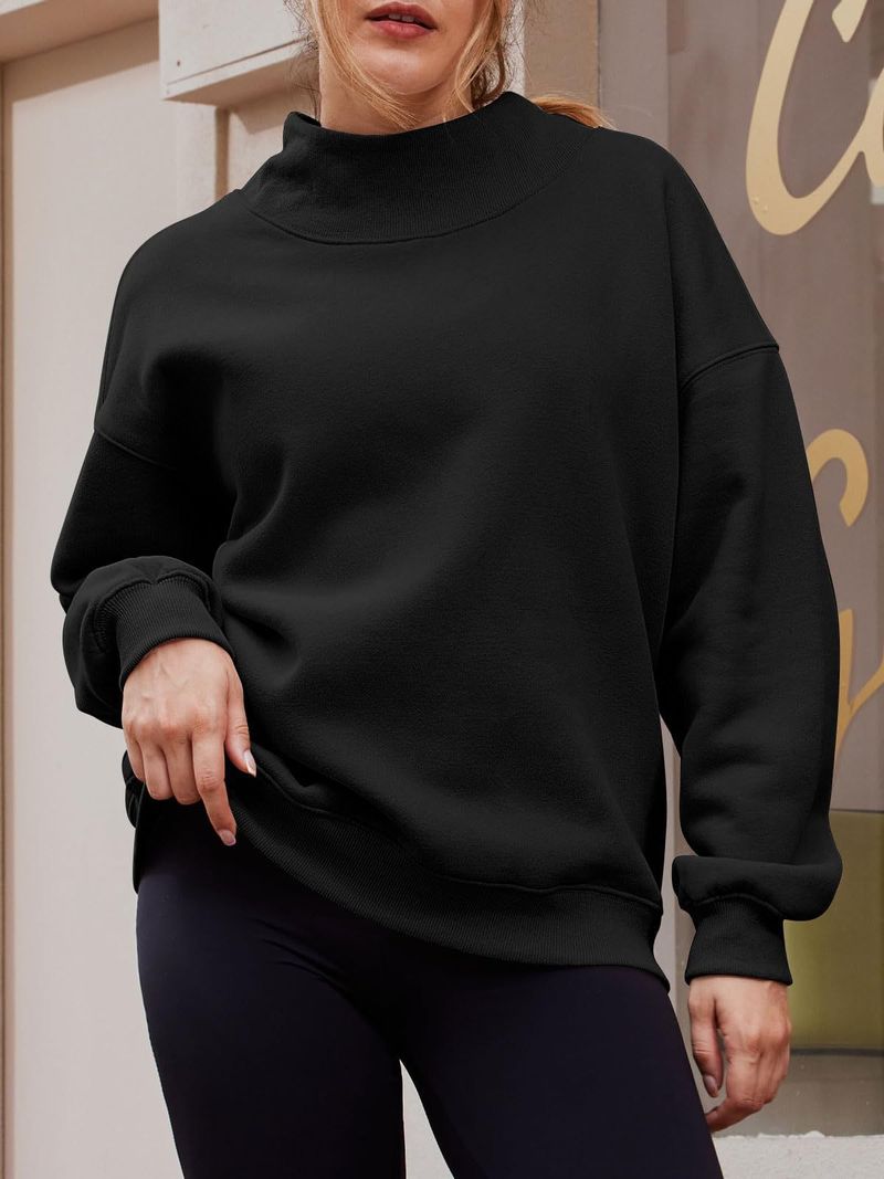 Women's sweatshirt long sleeve turtleneck pullover sweatshirt casual sweatshirt fleece top_autovado.com