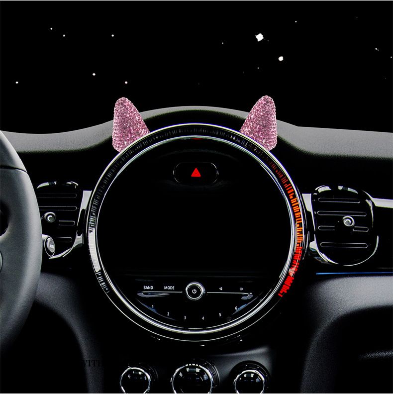 Internet Celebrity Interior Diamond Studded Small Horn Steering Wheel Instrument Panel Little Devil Ornament Creative_autovado.com