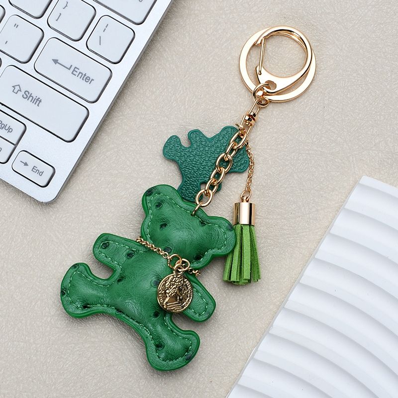 Ins Style Cute Necklace Bear Leather Key Pendant Creative Cartoon Ladies Bag Car Key Chain_autovado.com