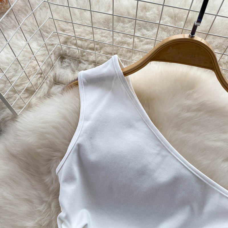 Women's Smocked Strappy Shoulder Vest Irregular Raw Edge Slit Denim Skirt Two-piece Set_autovado.com