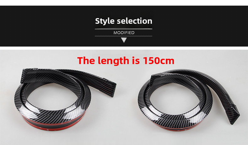 Car 3D Pattern Rubber Spoiler No Drilling Required Universal Carbon Fiber Diffuser Anti-Collision Strip_autovado.com