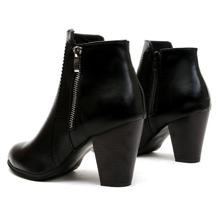 Vintage polished chunky heel high heel side zip Doc Martens plus size_autovado.com
