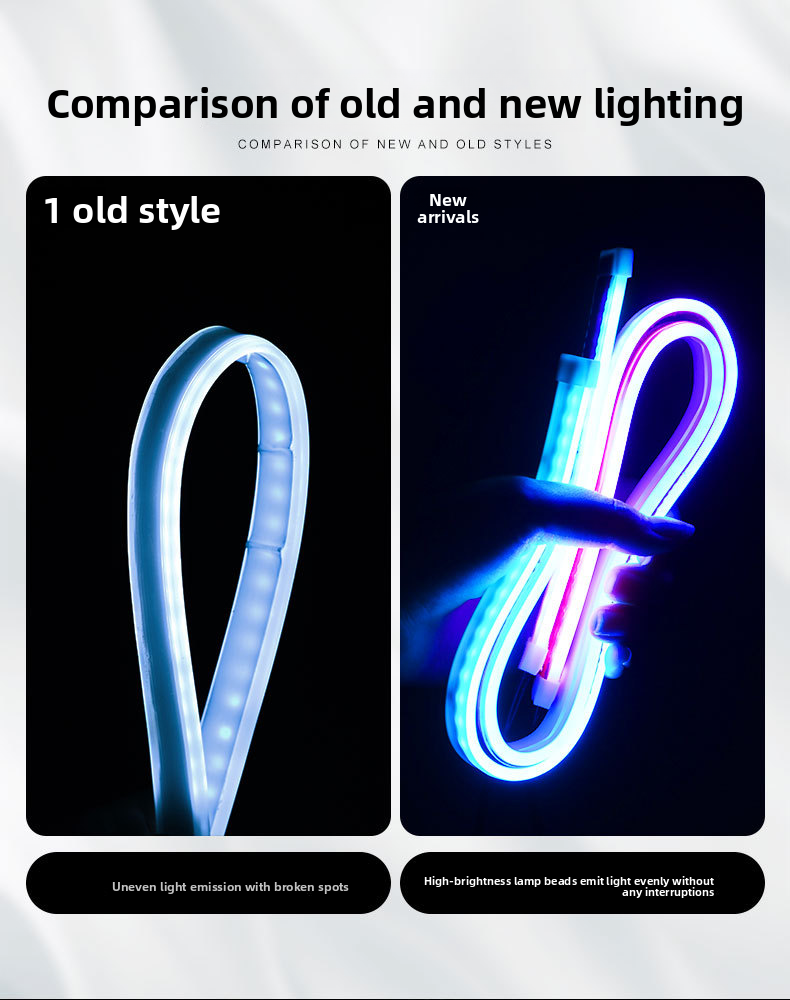 Car RGB Colorful Daytime Running Lights APP Bluetooth Control 30CM 45CM 60CM Driving Light Strip_autovado.com