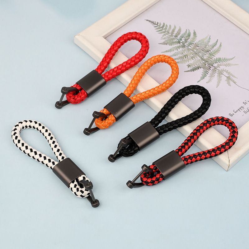 Simple Braided Rope Keychain Car Leather Decorative Keychain Fashion Creative Bag Portable Anti Lost Horseshoe Buckle_autovado.com