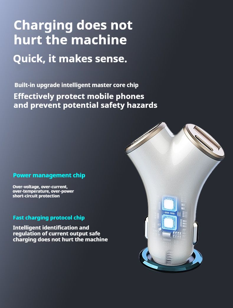 New Y-shaped Four Port 78W Super Fast Charging Car Phone Charger_autovado.com