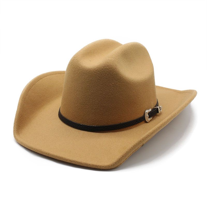 Hot Sale Vintage Western Cowboy with Black Belt Men's Felt Fedora Hat Women Jazz Cowgirl Cap Cloche Church Sombrero Hombre Caps_autovado.com