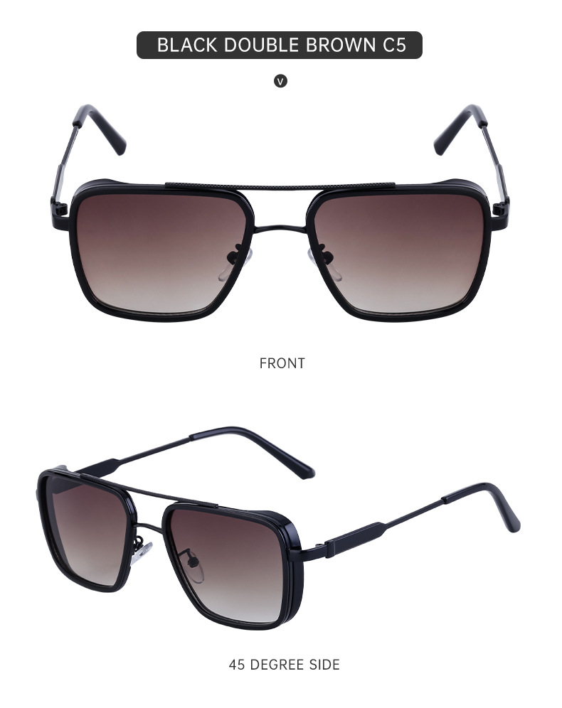 2024 New European and American Retro Punk Style Sunglasses Men's Sun Protection Square Frame Sunglasses Men's Cross-Border Wholesale Shades_autovado.com