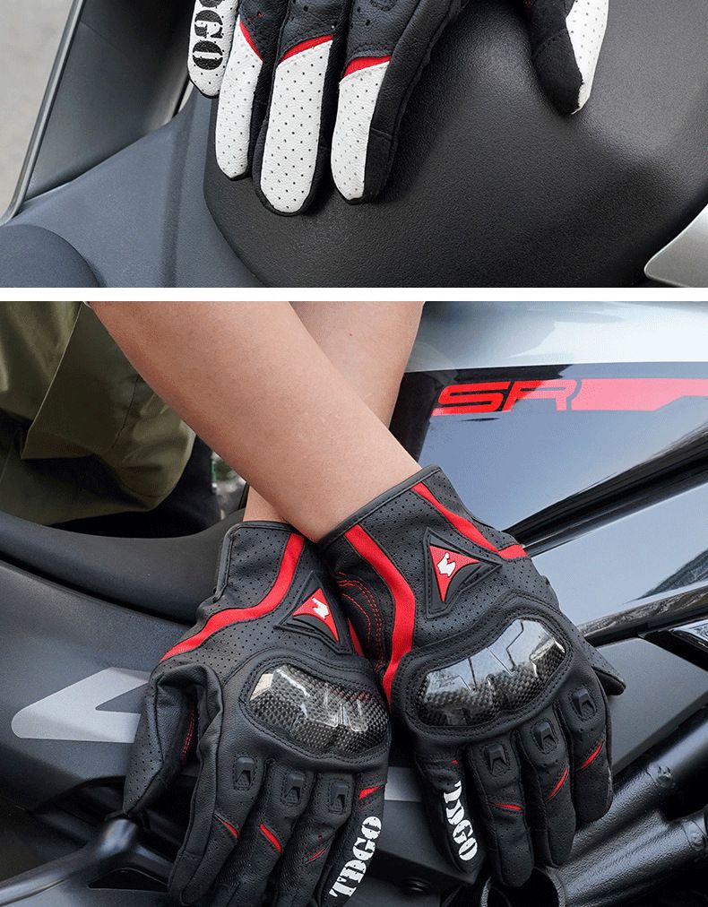 Accessories Riding Genuine Leather Gloves For Men Carbon Fiber Electric Bike Motorcycle Protective Gear Summer Anti-drop_autovado.com