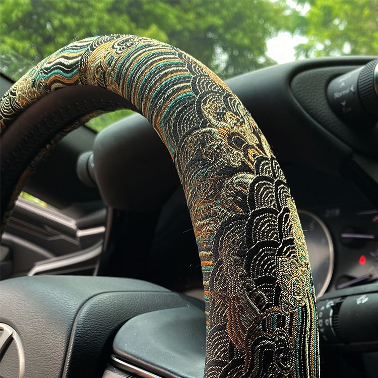 Universal Cloud Sea Cliff Pattern Steering Wheel Woven Brocade Embroidery China-Chic Personalized Creative Anti Slip_autovado.com