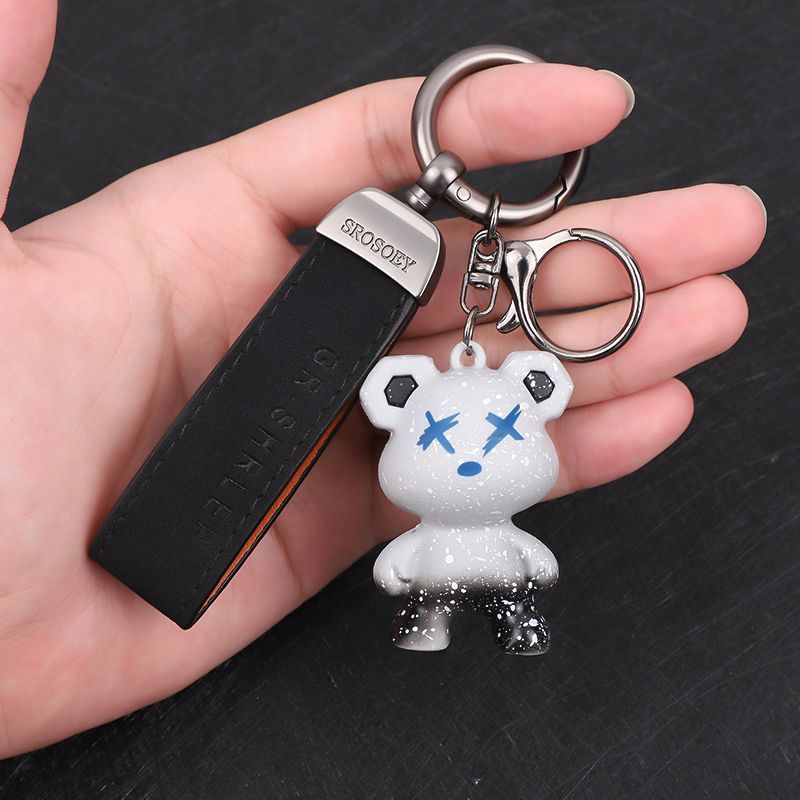 Chameleon Bear Keychain Flip Fur Car Keychain Female Cartoon Bear Creative Couple Exquisite Bag Pendant_autovado.com