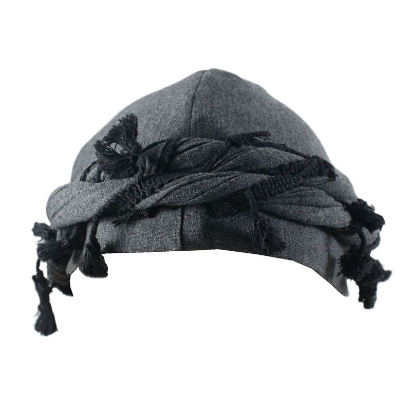 Hot Sale 2024 Men Punk Burr Trim Twisted Tail Fringe Cotton Bandana Hop Turban Hats Head Wrap Beanie Cap Solid Color Docker Hat_autovado.com