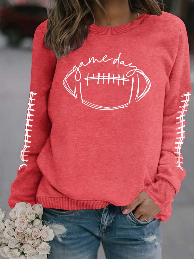 Women's Clothing new autumn game day print fashion sweater spot trend long sleeve_autovado.com