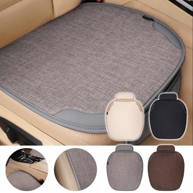 Flax Cover Cool Breathable Fabric Car Front Cushion/Rear Seat Cushion Four Seasons Universal_autovado.com